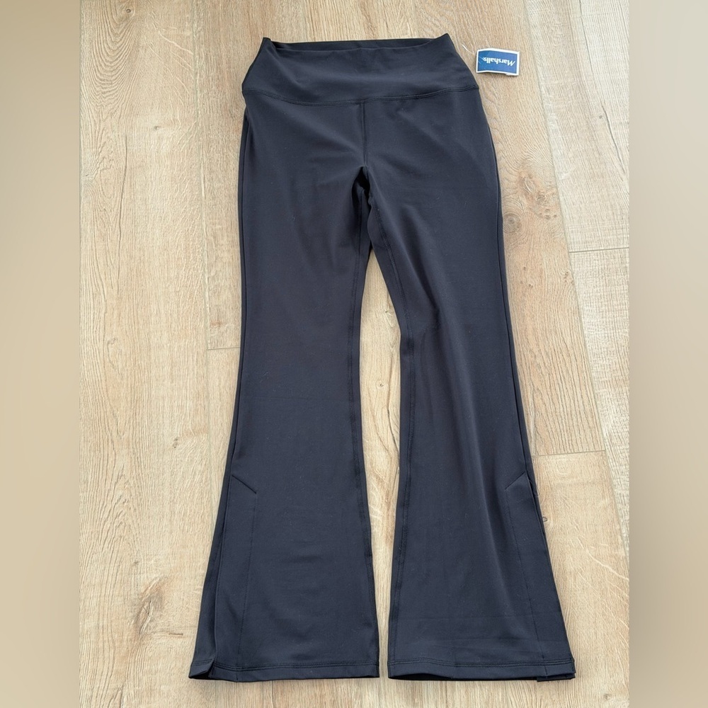 NWT 90 Degree by Reflex Black Flare Leggings Open Bottom High Rise Size L - Picture 1 of 5